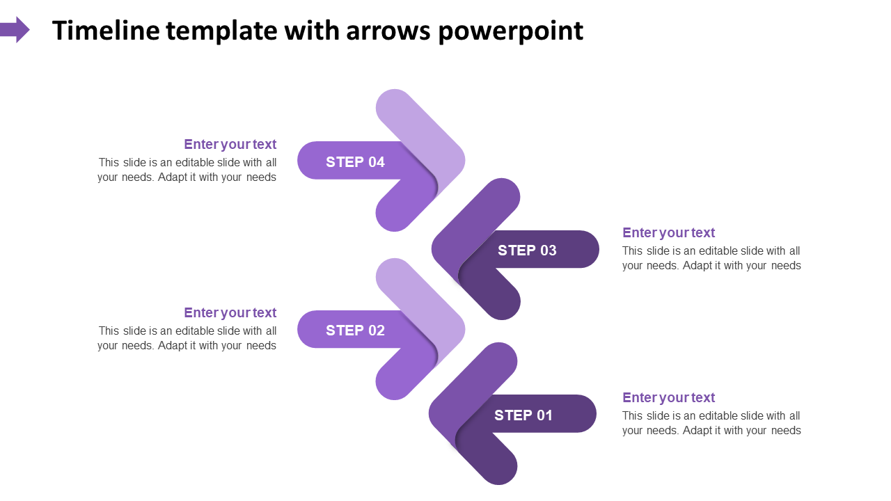 timeline template with arrows powerpoint-purple